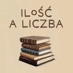 Stos książek symbolizuje, że ilość wiedzy jest ważniejsza niż sama liczba tomów.