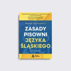 Okładka książki "Zasady pisowni języka śląskiego" Henryka Jaroszewicza. W tle subtelny ukośnik.