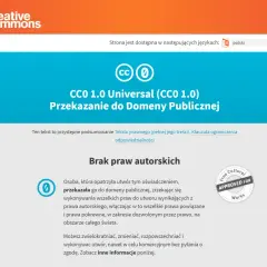 Logo Creative Commons i ikona CC0 z napisem "Przekazanie do Domeny Publicznej".