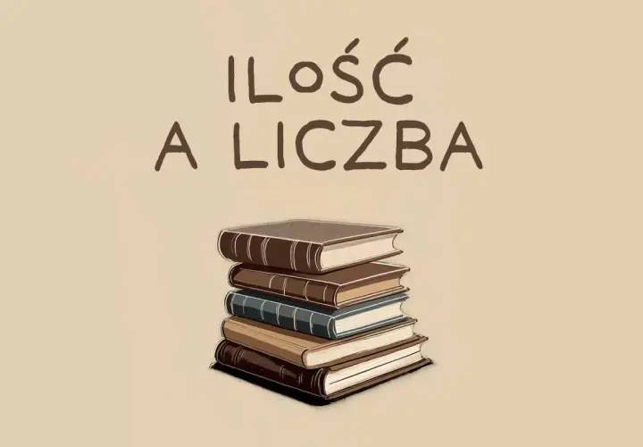 Stos książek symbolizuje, że ilość wiedzy jest ważniejsza niż sama liczba tomów.