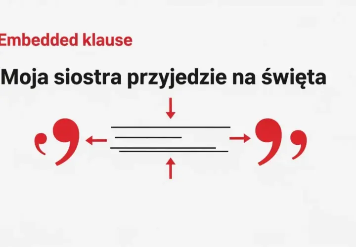 Moja siostra przyjedzie na święta" - czy przed "bo" stawiamy przecinek? Ilustracja pokazuje, jak wtrącenia oddzielamy przecinkami.