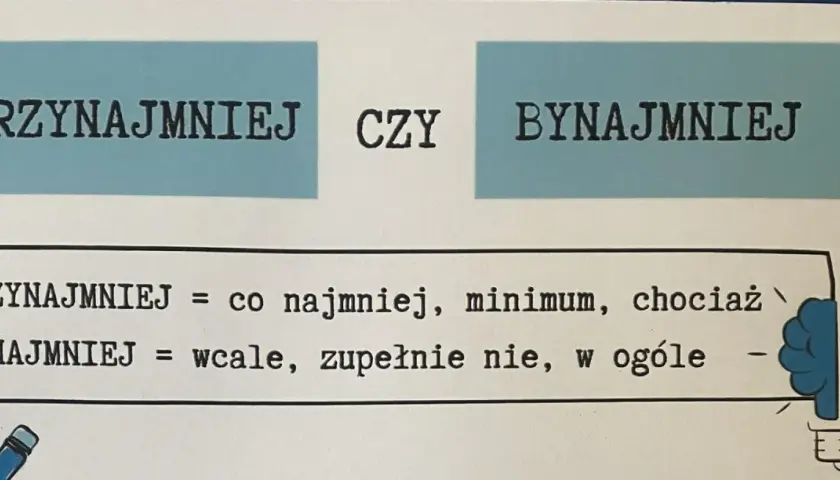 PRZYNAJMNIEJ" vs "BYNAJMNIEJ". Pierwsze oznacza co najmniej, drugie wcale.