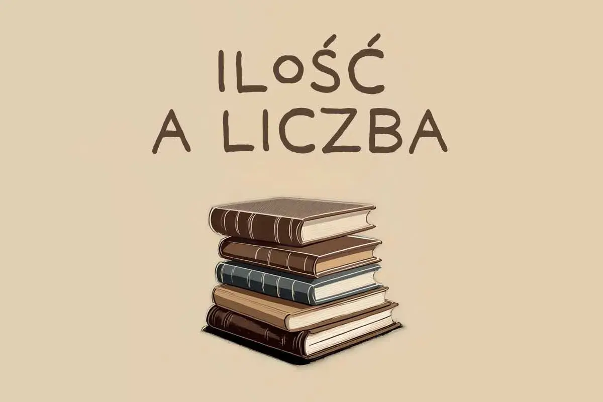 Stos książek symbolizuje, że ilość wiedzy jest ważniejsza niż sama liczba tomów.