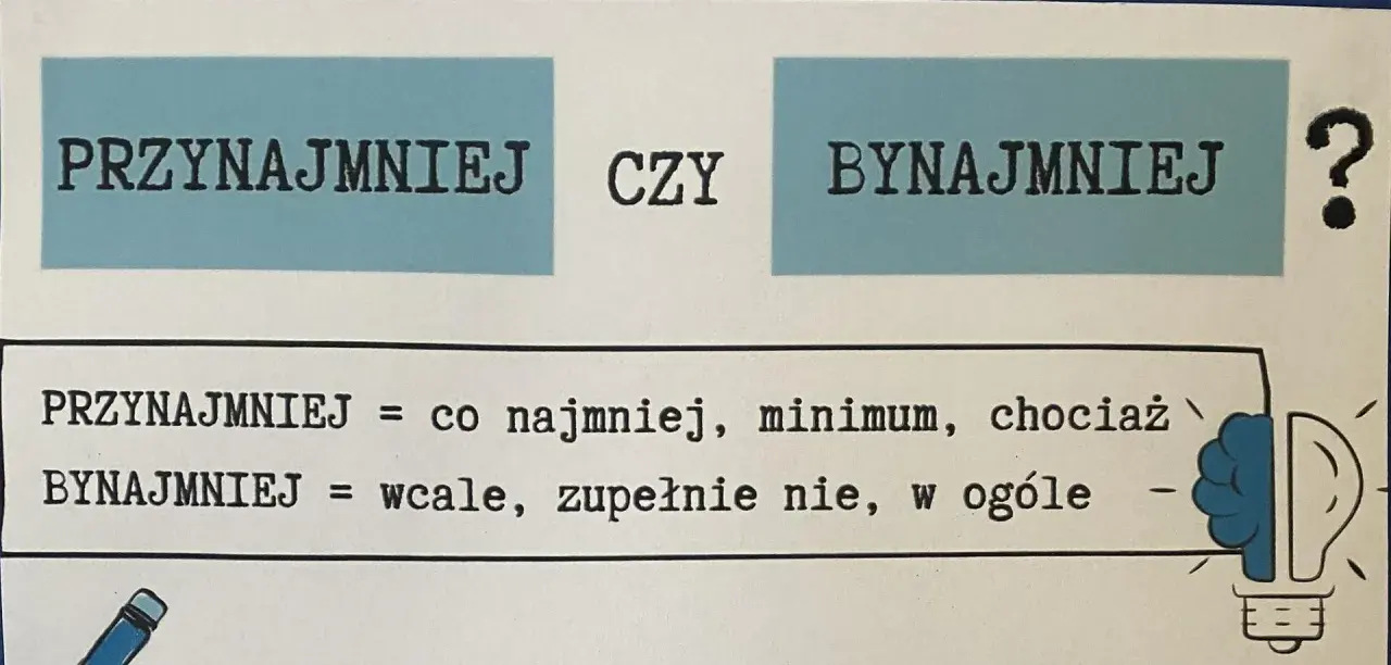 PRZYNAJMNIEJ" vs "BYNAJMNIEJ". Pierwsze oznacza co najmniej, drugie wcale.
