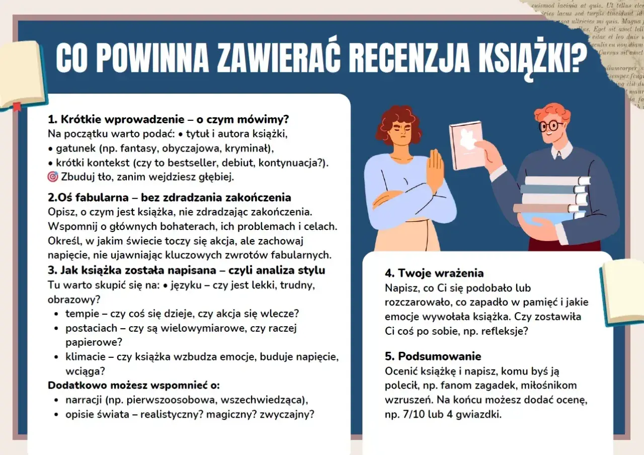 Jak napisać recenzję książki? Poznaj kluczowe elementy, które pomogą Ci stworzyć pozytywne opinie, przykłady i wskazówki.