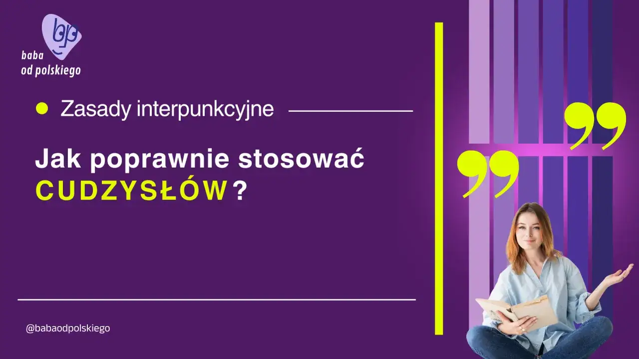 Zasady interpunkcyjne: jak poprawnie stosować mowa niezależna? Kobieta z książką i cudzysłowami.