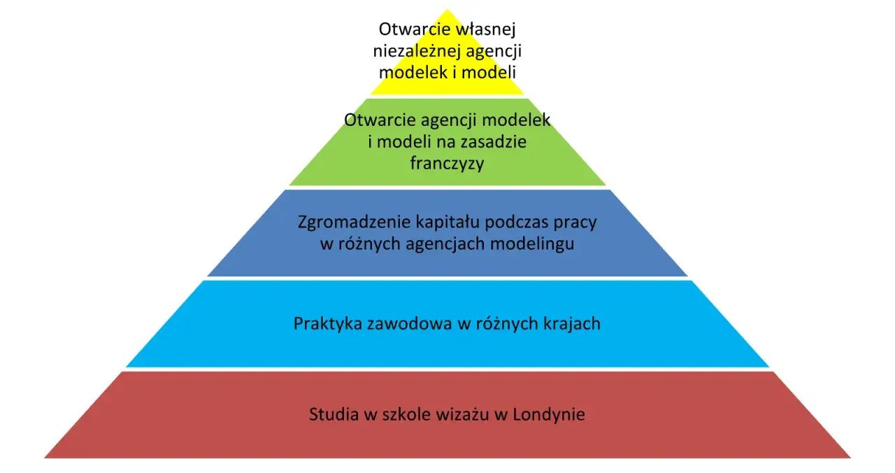 Piramide ścieżki kariery: studia, praktyka, kapitał, franczyza, własna agencja. To antycypacja co to znaczy planować sukces.
