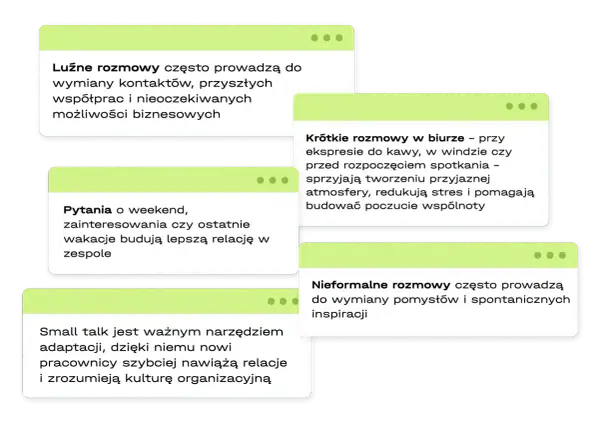 Luźne rozmowy, pytania o weekend i small talk to ciekawe pytania, które budują relacje i inspirują.
